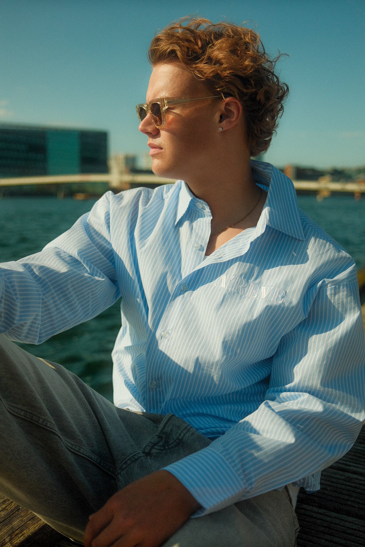 Striped Shirt - Light blue/ White