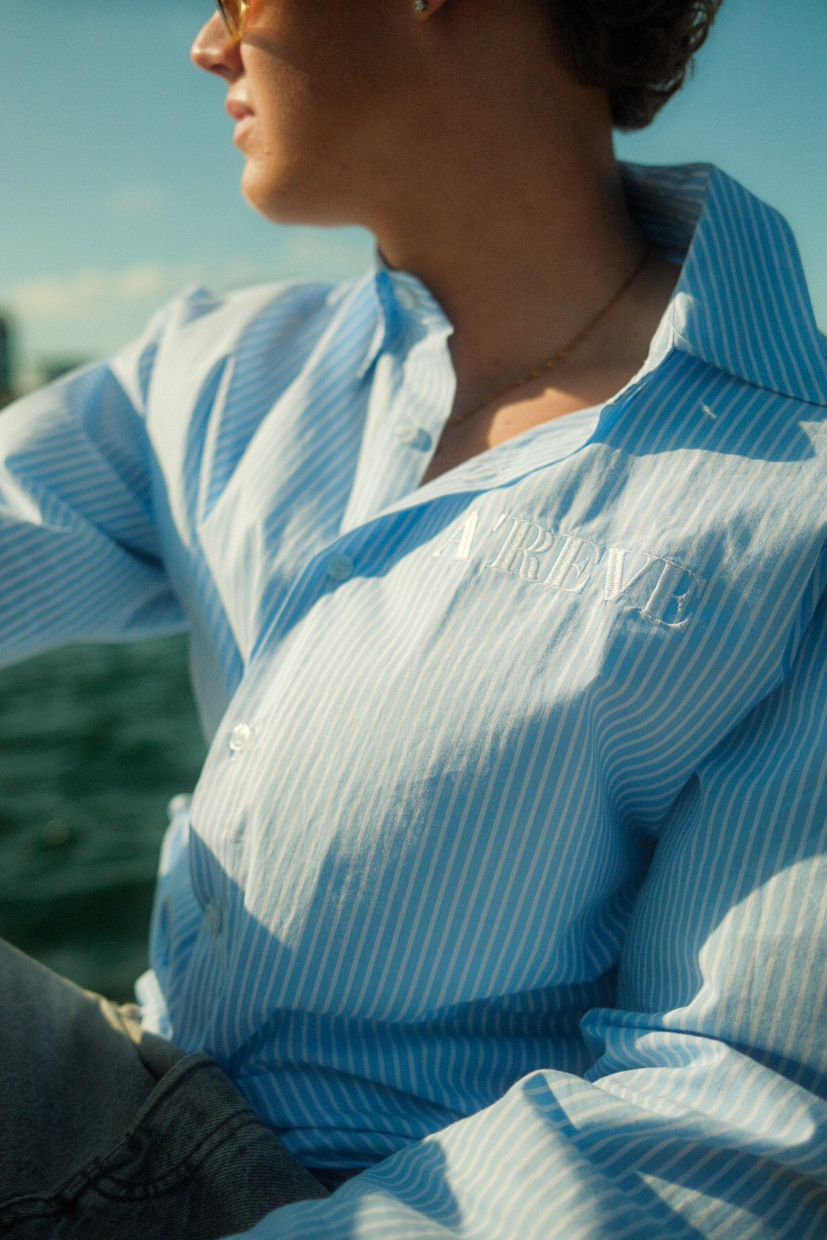 Striped Shirt - Light blue/ White
