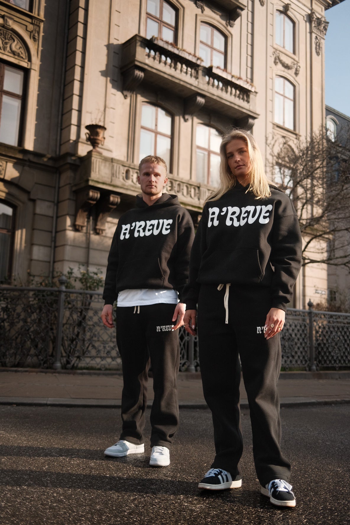 A'REVE Straight Leg Sweatpants - Unisex - Black