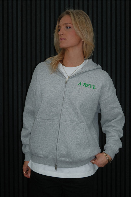A’REVE Oversized Zip Hoodie - Grey