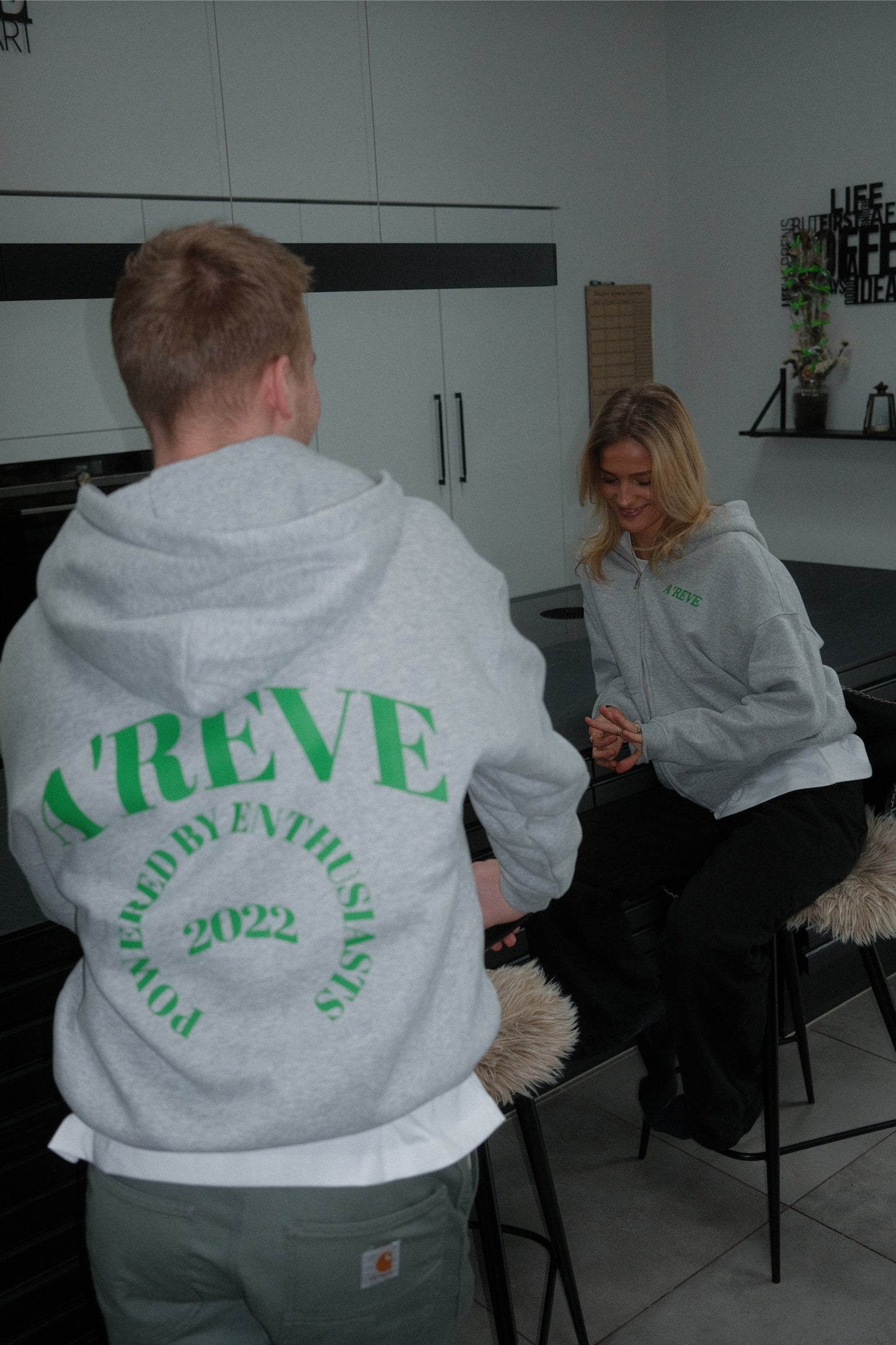 A’REVE Oversized Zip Hoodie - Grey