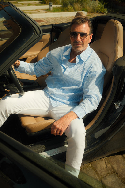 Striped Shirt - Light blue/ White